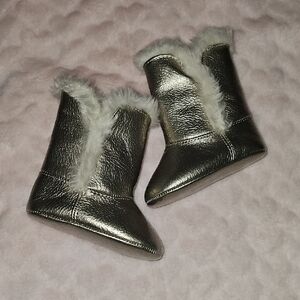 Light Gold Faux Fur Baby Booties